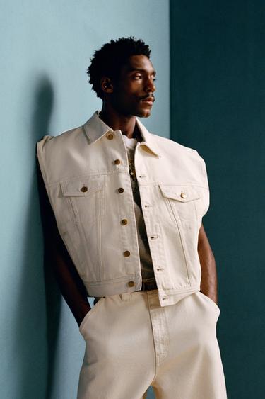 BOXY FIT DENIM WAISTCOAT WILLY CHAVARRIA X ZARA - Ecru by Zara