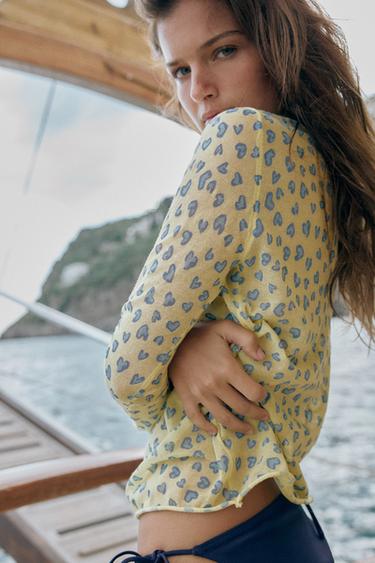 SEMI-SHEER KNIT TOP WITH HEARTS - only one by Zara