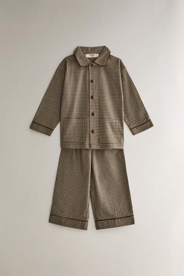 CHILDREN'S SMALL CHECK FLANNEL PYJAMA SET - Green by Zara