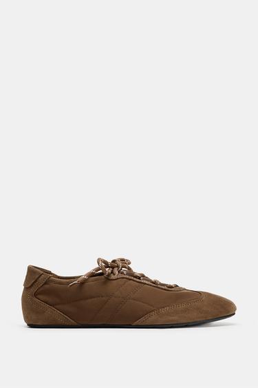 COMBINED BALLET FLATS - Brown by Zara