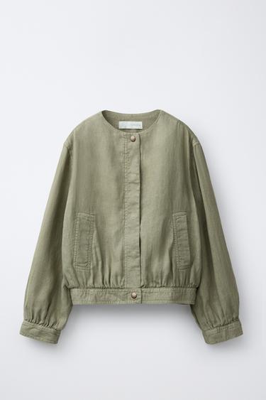 100% LINEN JACKET - Khaki by Zara