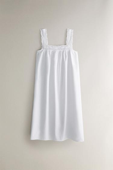 EMBROIDERED COTTON NIGHTDRESS - White by Zara