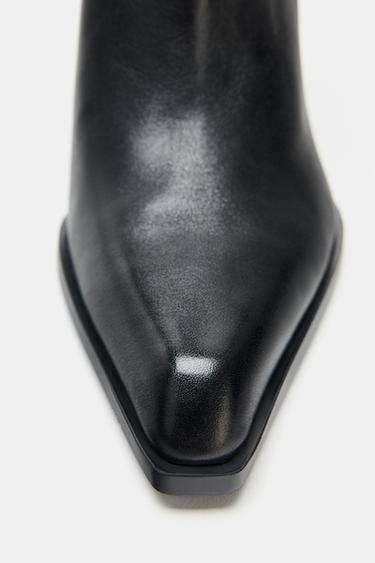 LEATHER COWBOY ANKLE BOOTS - Black by Zara