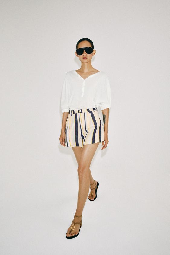 ZW COLLECTION STRIPED PLEAT SHORTS - Multicoloured by Zara - Image 0