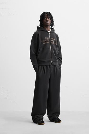 WASHED PLEATED JOGGER TROUSERS - Black by Zara - Image 0