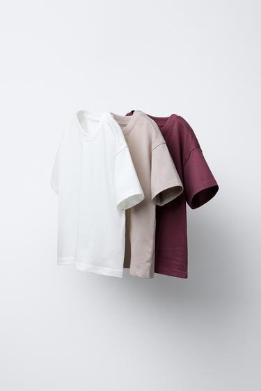 3-PACK OF PLAIN T-SHIRTS - Aubergine by Zara - Image 0