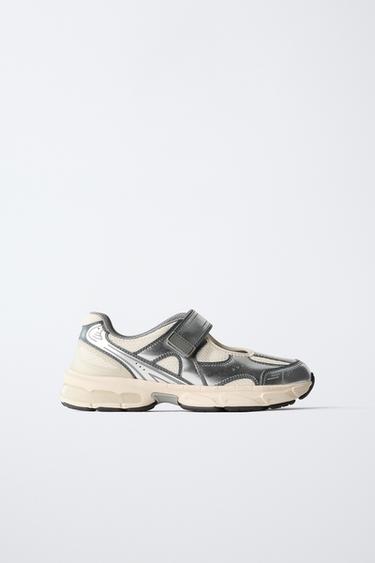 METALLIC OPEN TRAINERS - Silver by Zara