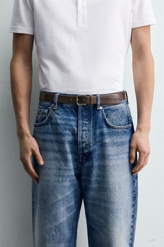 VINTAGE EFFECT LEATHER BELT - Brown by Zara - Image 0