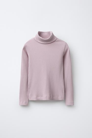 RIBBED TURTLENECK T-SHIRT - Pink by Zara