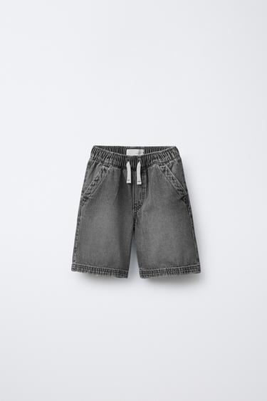 LOOSE FIT DENIM BERMUDA SHORTS - Mid-grey by Zara