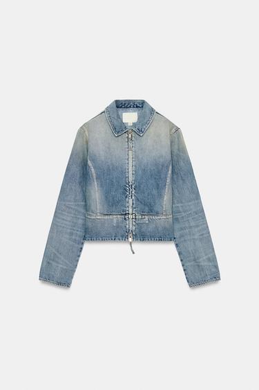 TRF ZIP-UP DENIM JACKET - Navy blue by Zara