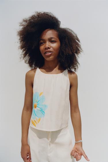 FLORAL PRINT TOP - Turquoise by Zara