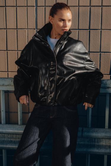 FAUX LEATHER VOLUME JACKET - Black by Zara