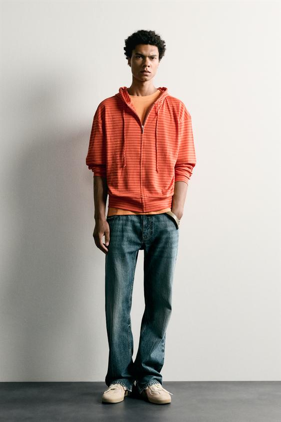 STRIPED HOODIE - Orange by Zara - Image 0