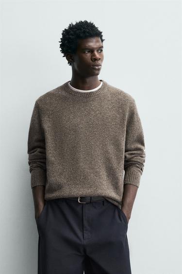 100% WOOL BOTTONATO JUMPER - GREENISH by Zara