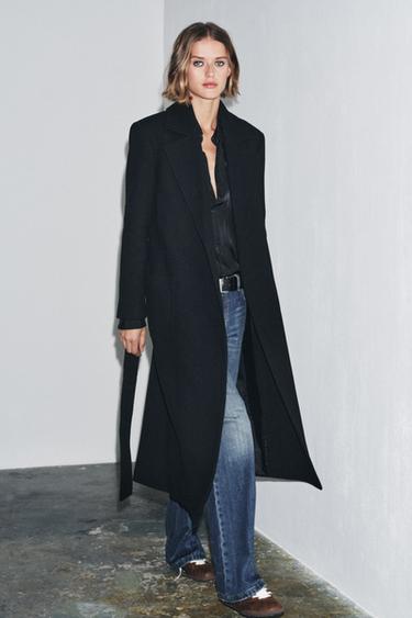 WOOL BLEND BELTED COAT ZW COLLECTION - Black by Zara