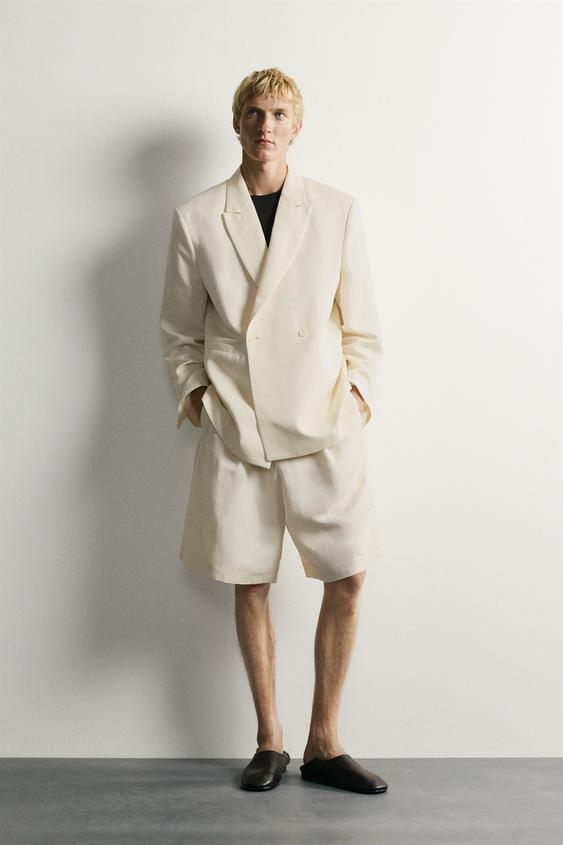 PLEATED WIDE-LEG BERMUDA SHORTS - Oyster-white by Zara - Image 0