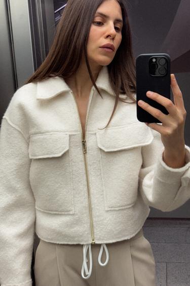 SHORT BOUCLÉ JACKET - Ecru by Zara - Image 0