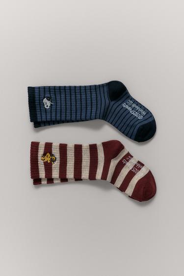 2-PACK OF SNOOPY PEANUTS™ STRIPED LONG SOCKS - striped by Zara
