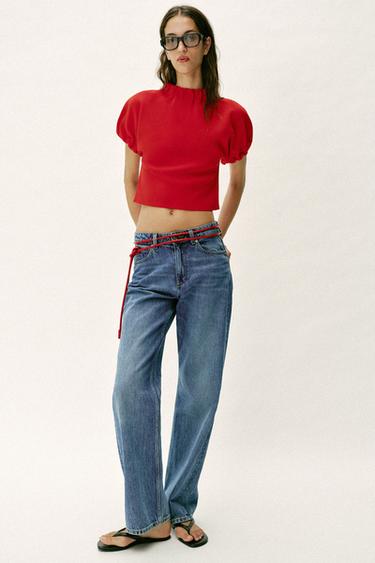 GATHERED KNIT TOP - Red by Zara