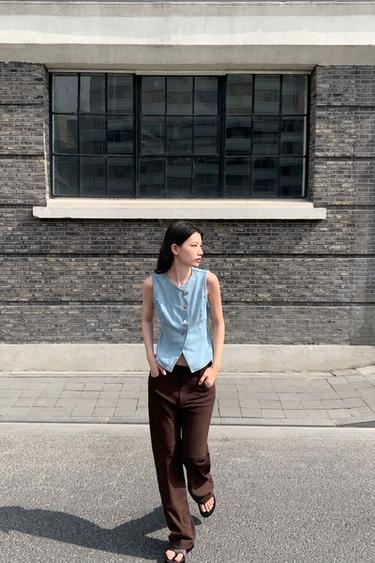 ZW COLLECTION LIMITED EDITION 100% SUEDE TROUSERS - Brown by Zara