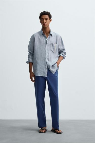 RELAXED FIT 100% LINEN SHIRT - Sky blue by Zara - Image 0