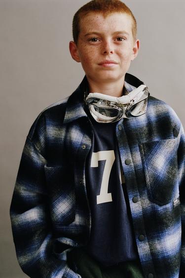 QUILTED CHECK OVERSHIRT - Blue by Zara