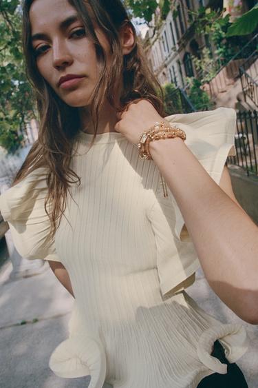 PACK OF 2 DOUBLE MESH GEMSTONE BRACELETS - Golden by Zara