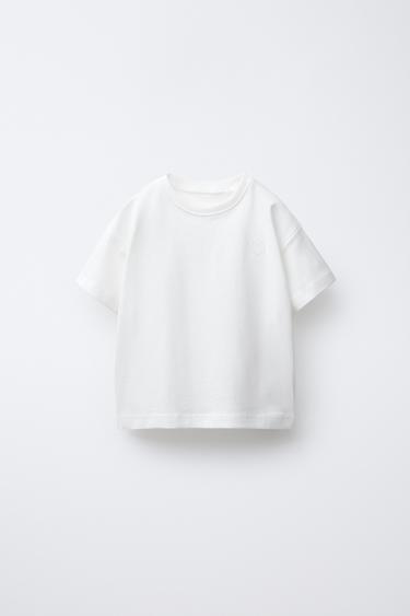 BASIC EMBROIDERED HEART T-SHIRT - White by Zara
