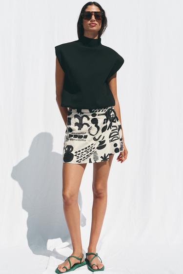 BUCKLE PRINT MINI SKIRT - Black / White by Zara
