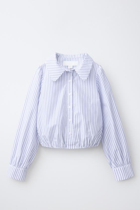 STRIPED PETER PAN COLLAR SHIRT - Blue/White by Zara - Image 0