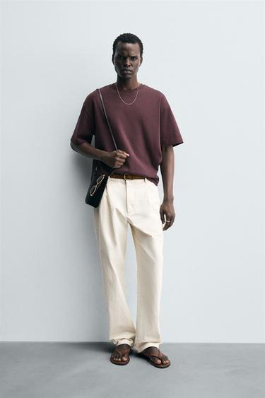 FLORAL EMBROIDERED T-SHIRT - Wine by Zara - Image 0