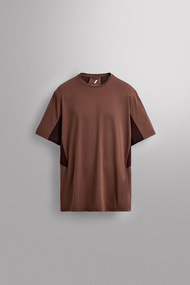 COLOUR BLOCK TRAINING T-SHIRT - Burgundy by Zara