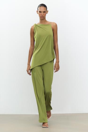 ASYMMETRIC DRAPED TOP - Green by Zara - Image 0