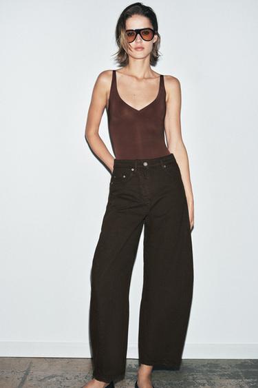 ZW COLLECTION BALLOON MID-WAIST JEANS - Chocolate by Zara