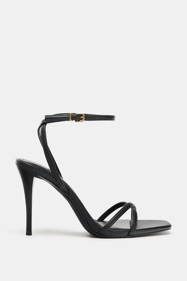 CROSSOVER STRAP HEELED SANDALS - Black by Zara
