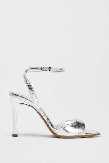 PATENT-FINISH HIGH-HEEL SANDALS - Silver by Zara