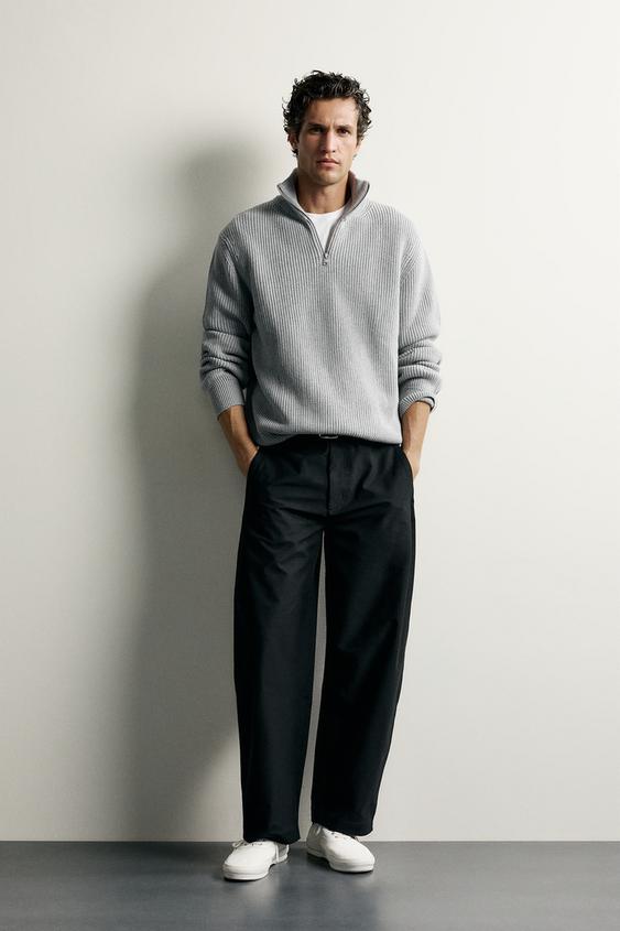 PURL KNIT QUARTER-ZIP JUMPER - Grey marl by Zara - Image 0