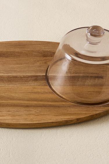WOODEN TRAY WITH DOME - Light beige by Zara