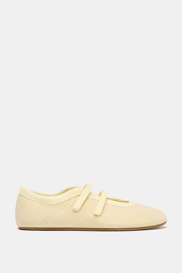 SATIN-EFFECT TOPSTITCHED BALLET FLATS - Yellow by Zara