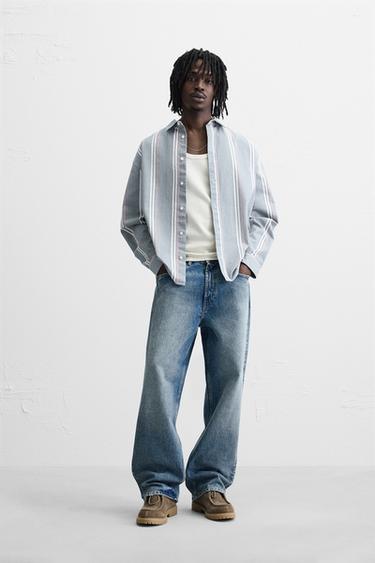 STRIPED TEXTURED SHIRT - Blue by Zara - Image 0