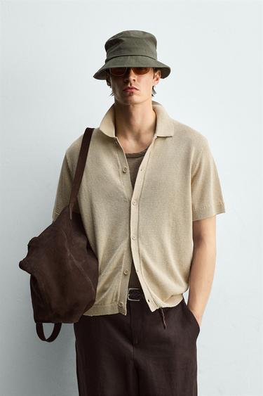 RELAXED FIT KNIT SHIRT - Light beige by Zara