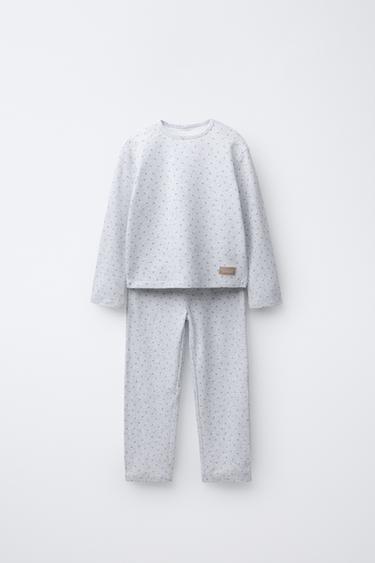 2-6 YEARS/ WAFFLE-KNIT FLORAL PYJAMAS - Grey marl by Zara