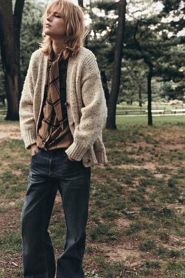 PINCHITA OVERSIZED KNIT CARDIGAN - Sand / Marl by Zara