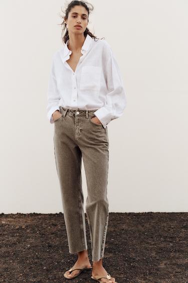 Z1975 STRAIGHT HIGH-WAIST ANKLE-LENGTH JEANS - Brown marl by Zara - Image 0