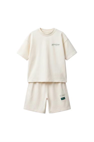 INTERLOCK T-SHIRT AND BERMUDA SHORTS SET - Ecru by Zara