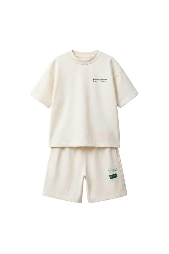 INTERLOCK T-SHIRT AND BERMUDA SHORTS SET - Ecru by Zara - Image 0
