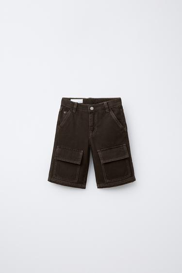 OVERDYED CARGO BERMUDA SHORTS - Black by Zara - Image 0