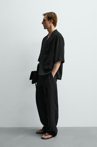 RELAXED FIT VISCOSE - HEMP TROUSERS - Black by Zara