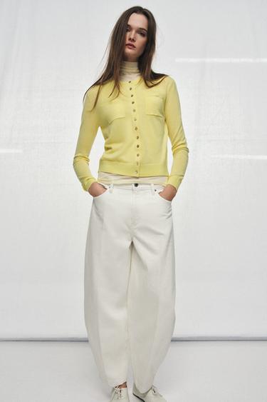 ZW COLLECTION BARREL HIGH-WAIST JEANS - White by Zara